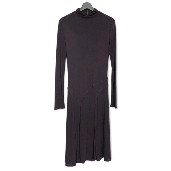 Lida Baday Purple Mock Neck Long Sleeve Dress Large - Picture 1 of 16